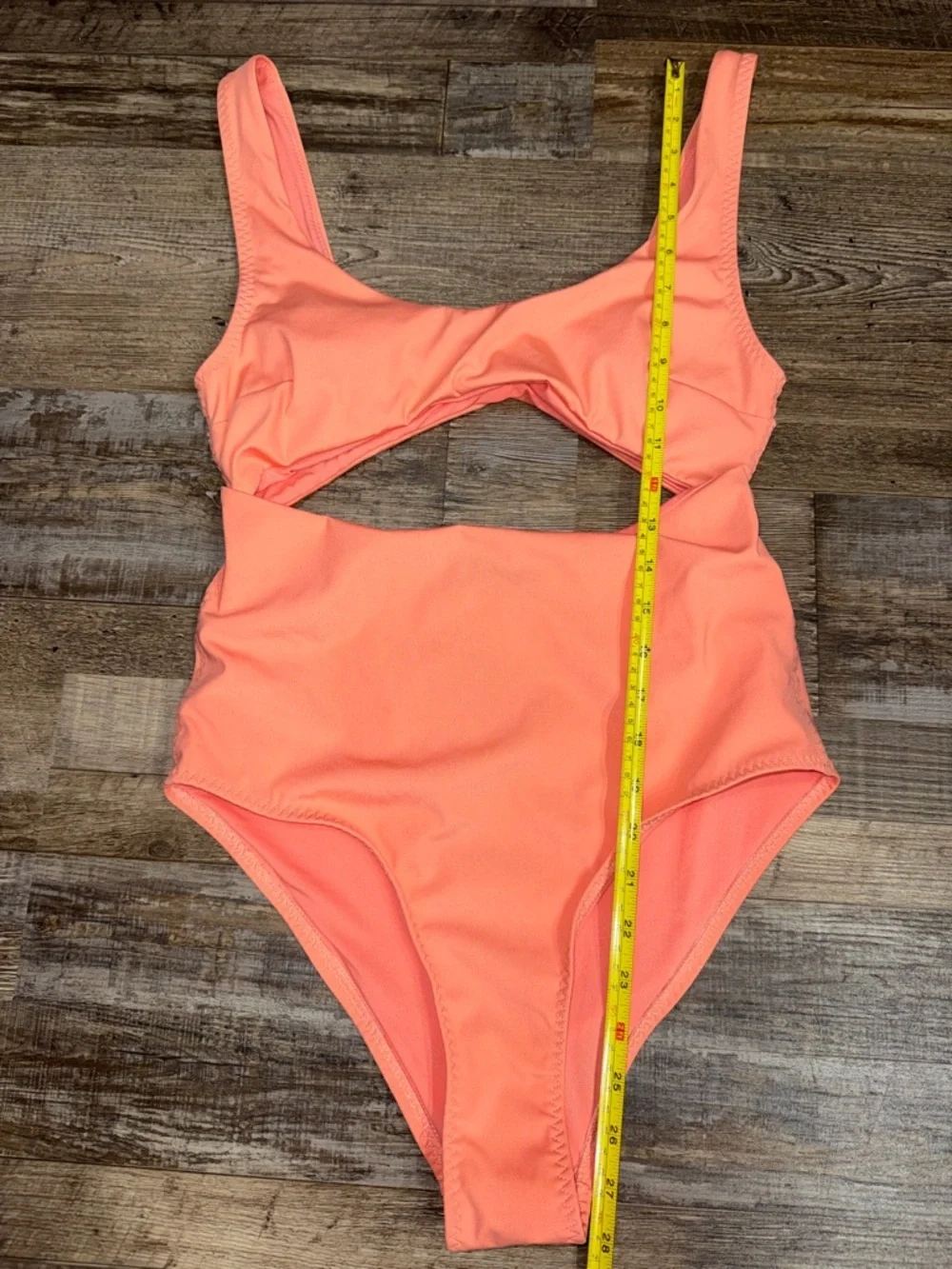Women’s Zara Cut Out Swimsuit Large Tangerine Orange Coral NWT